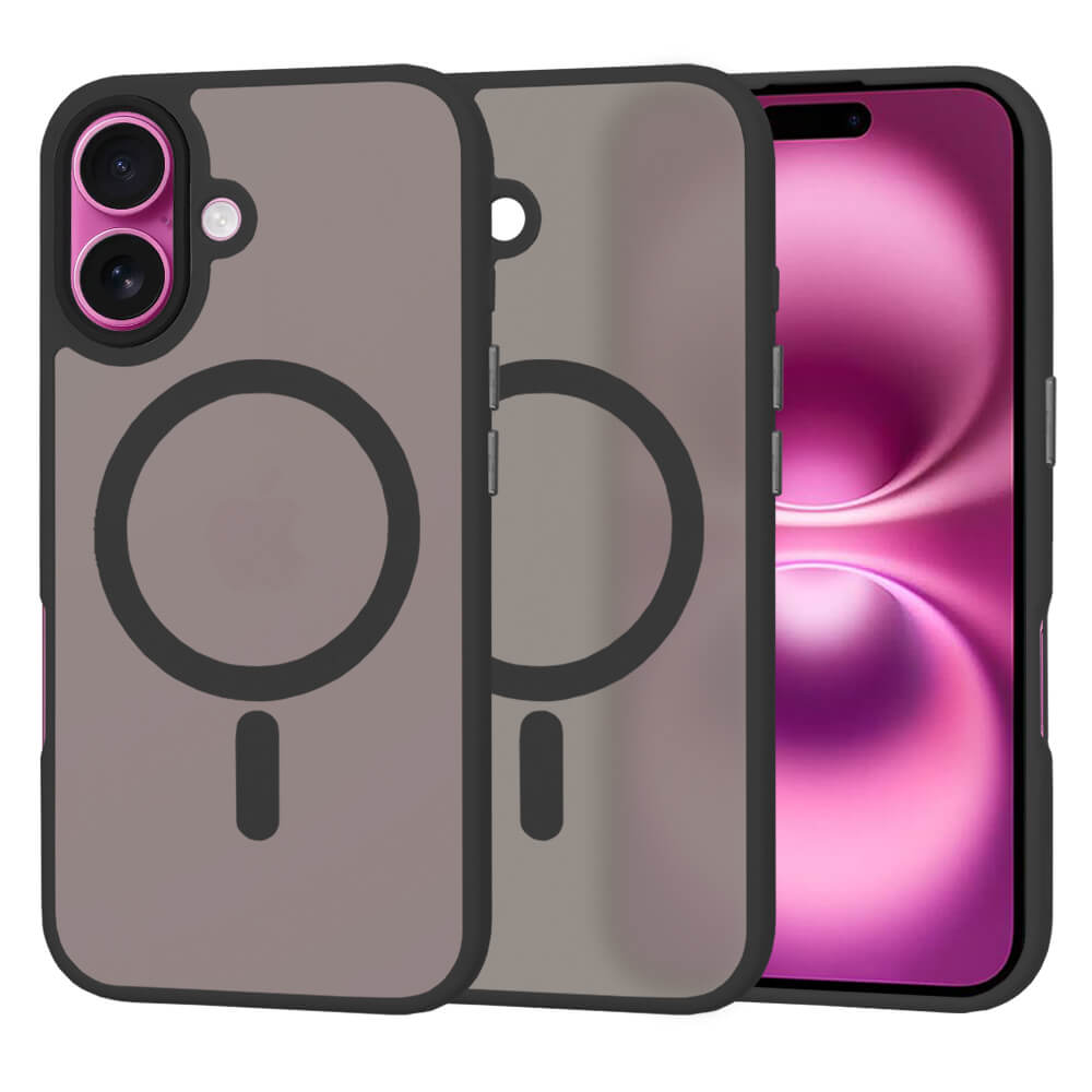 Techsuit iPhone 16 Plus - HaloFrost Series MagSafe - Σκληρή Θήκη με Πλαίσιο Σιλικόνης - Black