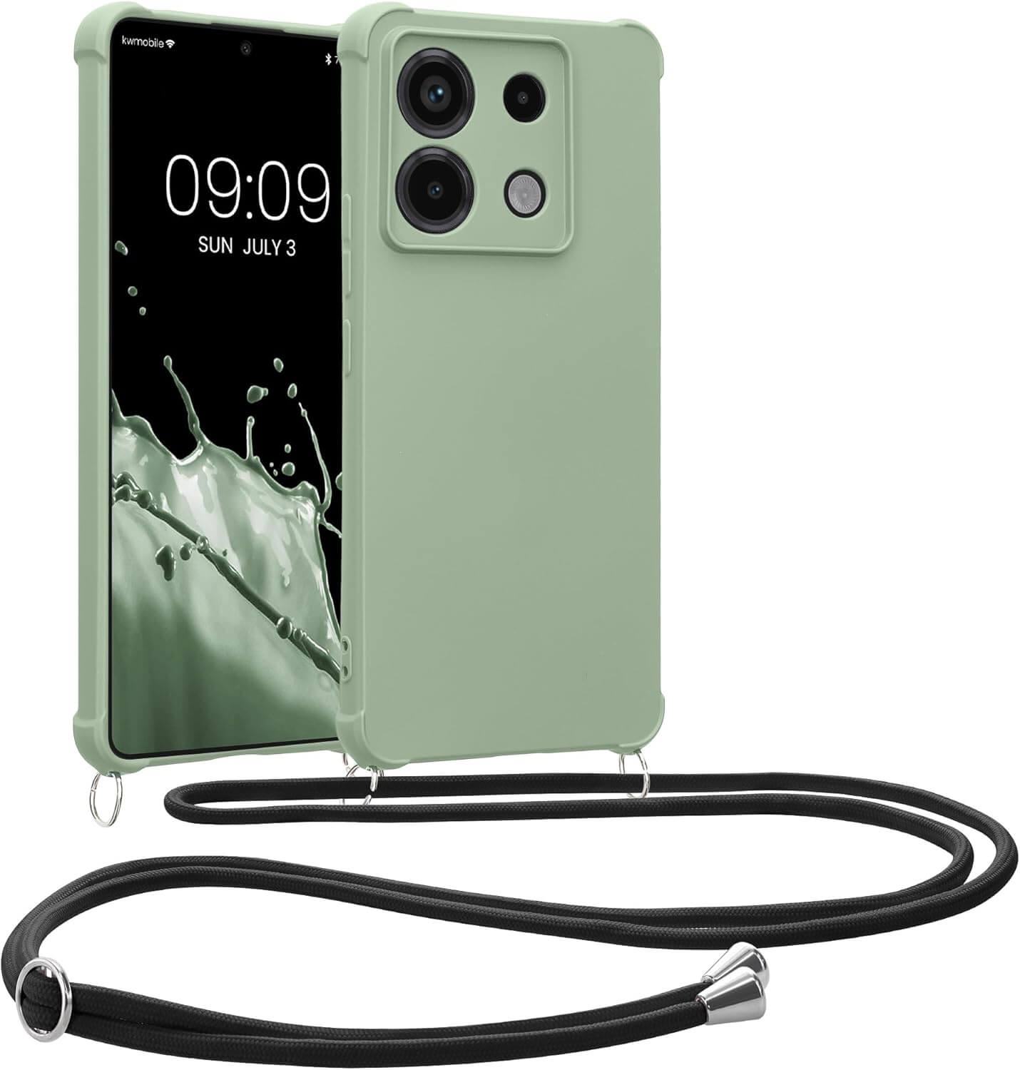 KW Xiaomi Redmi Note 13 Pro 5G / Poco X6 5G Θήκη Σιλικόνης TPU με Λουράκι - Grey Green