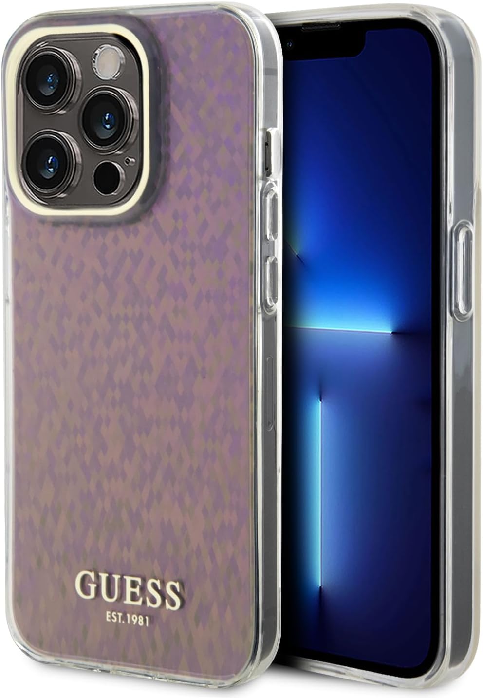 Guess iPhone 15 Pro Max IML Faceted Mirror Disco Iridescent Σκληρή Θήκη με Πλαίσιο Σιλικόνης - Pink - GUHCP15XHDECMP