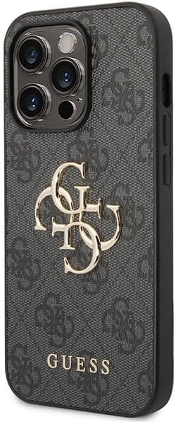 Guess iPhone 15 Pro - 4G Big Metal Logo Θήκη με Επένδυση Συνθετικού Δέρματος - Grey - GUHCP15L4GMGGR