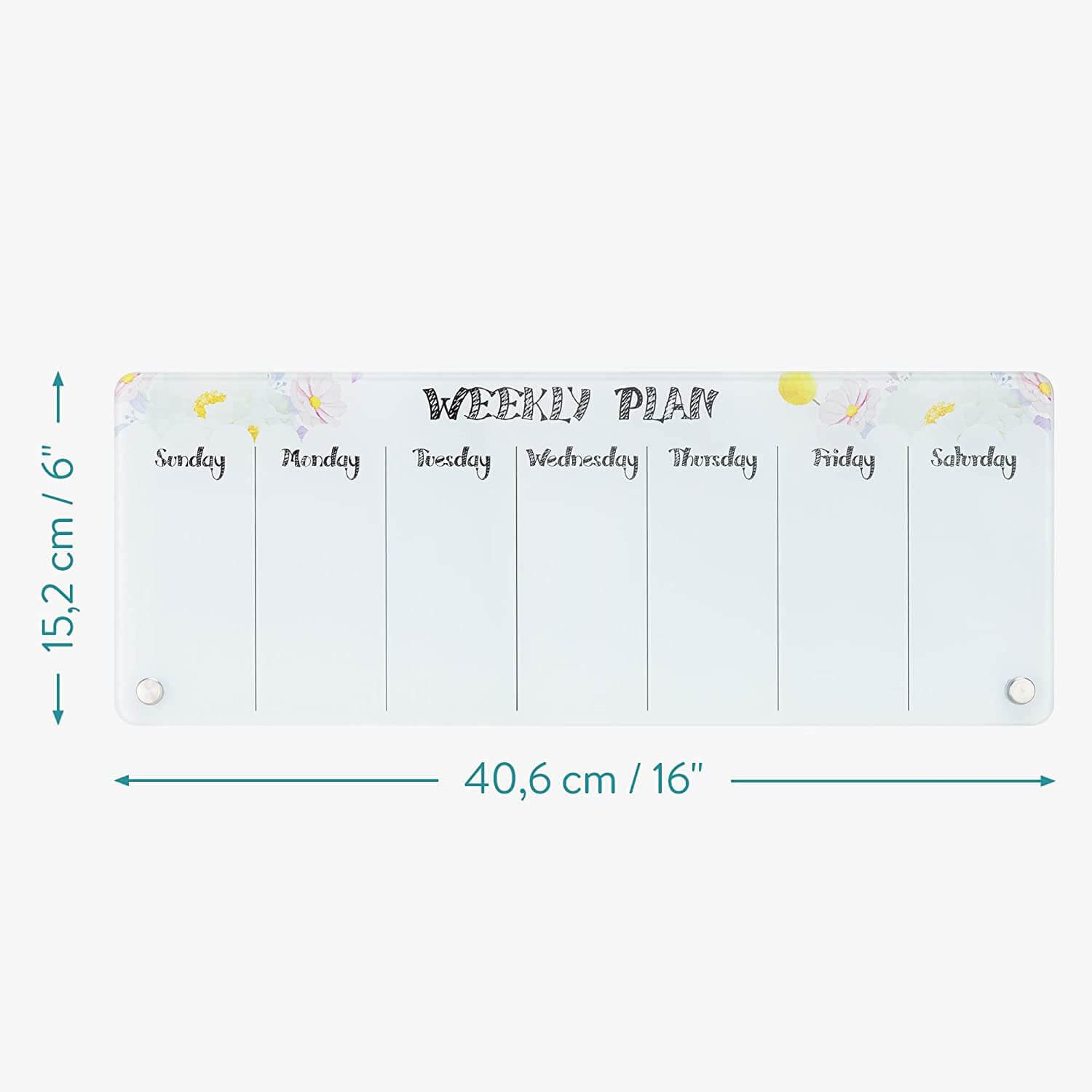 Navaris Επιτραπέζιος Εβδομαδιαίος Γυάλινος Πίνακας Χρονοδιαγράμματος - Design Flowers - White - 54819.02