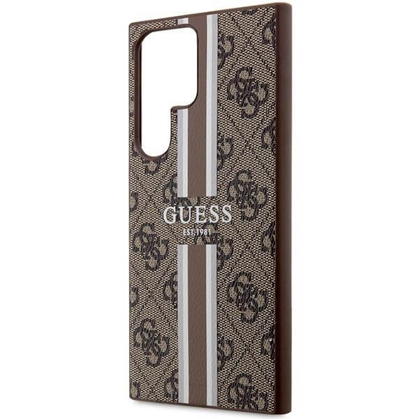 Guess Samsung Galaxy S23 Ultra - 4G Printed Stripe Θήκη με Επένδυση Συνθετικού Δέρματος - Brown - GUHCS23LP4RPSW