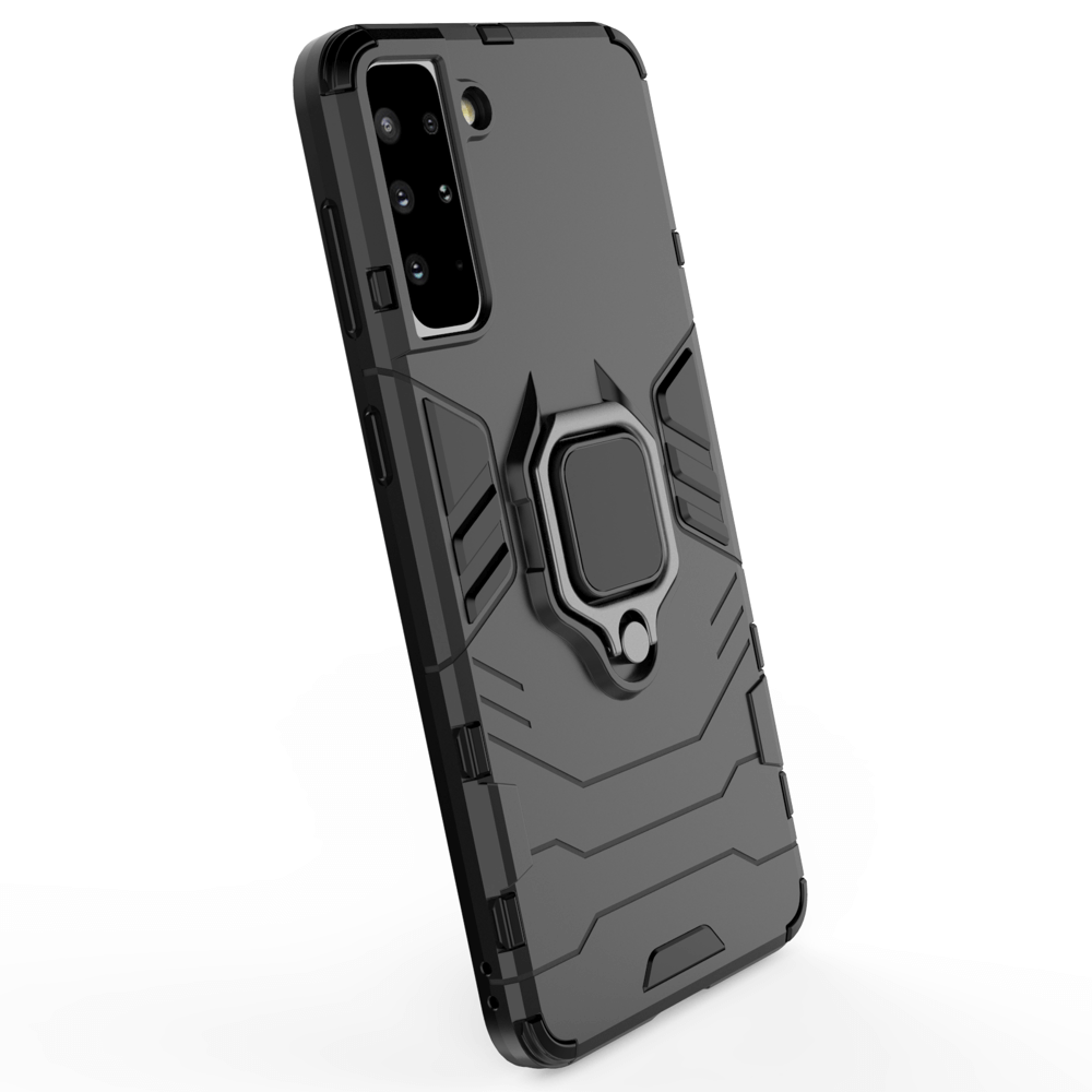 OEM Samsung Galaxy S22 Plus Rugged Armor Σκληρή Θήκη Υψηλής Προστασίας με Πλαίσιο Σιλικόνης και Δαχτυλίδι Συγκράτησης - Black