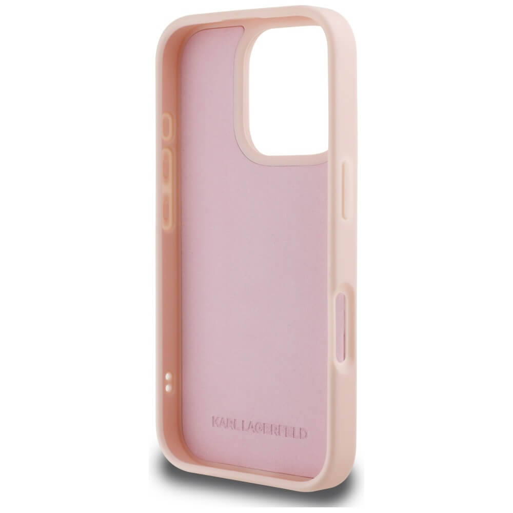Karl Lagerfeld iPhone 16 Pro - 3D Rubber Monogram and Choupette - Σκληρή Θήκη με Πλαίσιο Σιλικόνης - Pink - KLHCP16LRBCCHHKLP