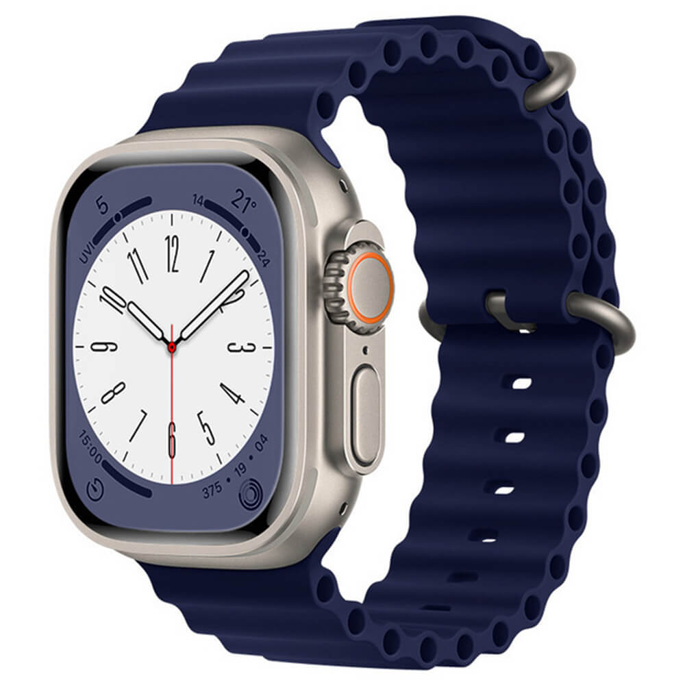 Techsuit Λουράκι Apple Watch 2/3/4/5/6/7/8/9/10/11 - SE (1/2/3) - 38/40/41/42mm Watchband W038 Σιλικόνης - Dark Blue