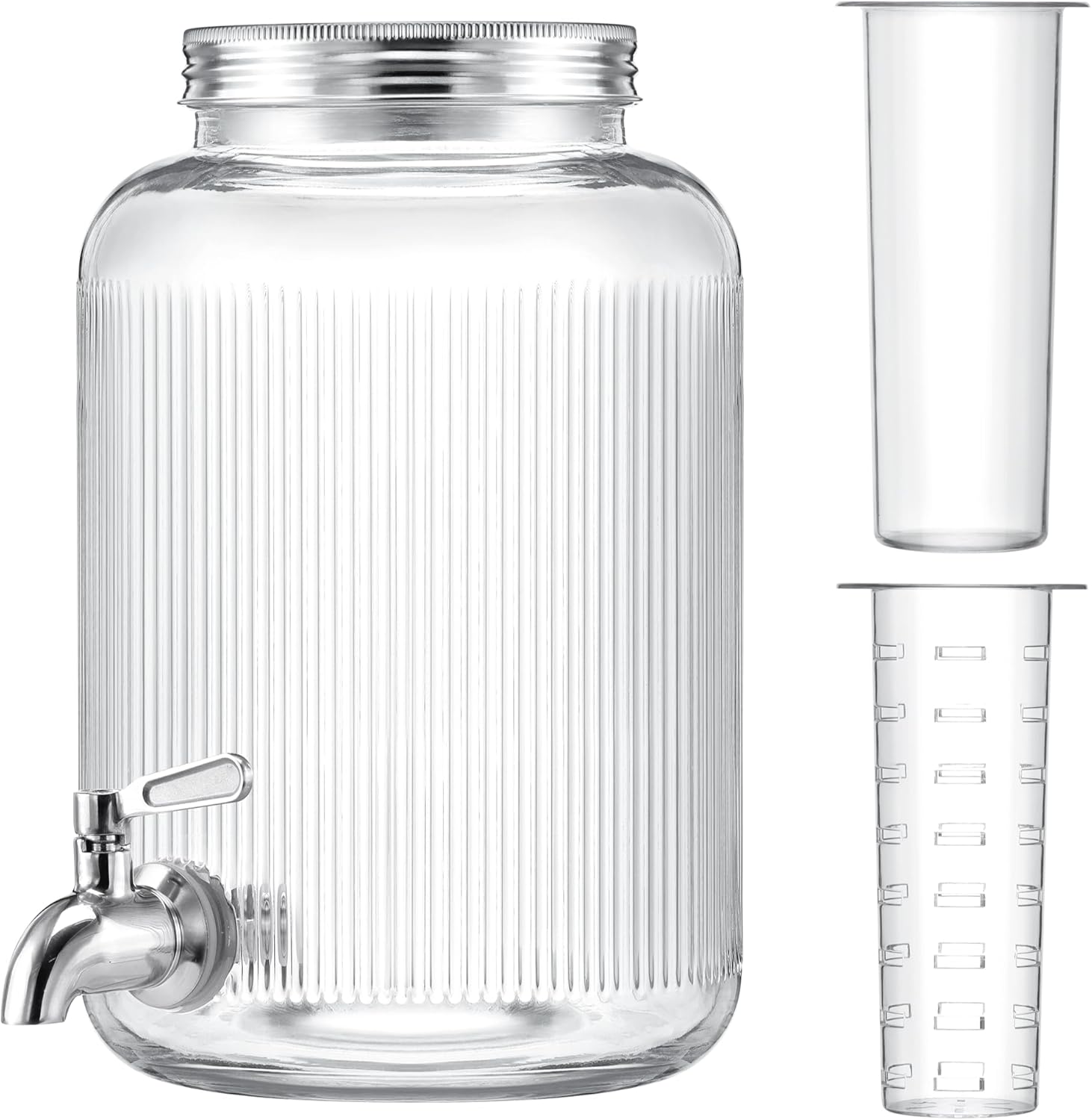 Navaris Γυάλινος Διανεμητής Ποτού με Ένθετα για Πάγο και Φρούτα - 4L - Clear