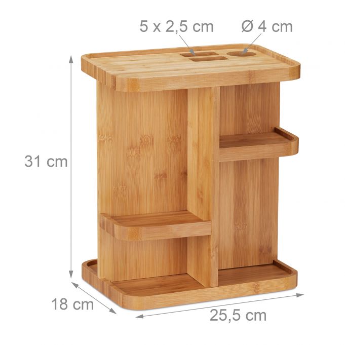 Relaxdays Περιστρεφόμενη Βάση Αποθήκευσης και Οργάνωσης Καλλυντικών από Bamboo - Natural - 4052025227654