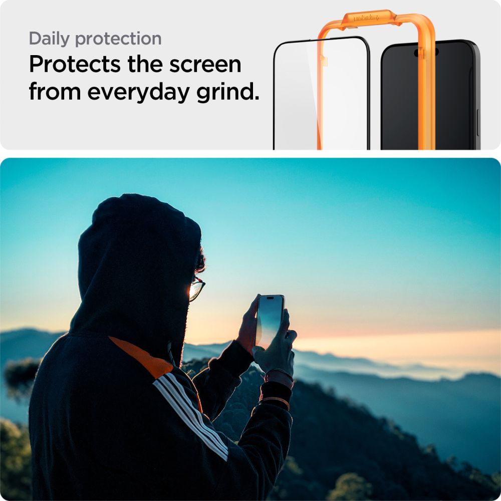 Spigen iPhone 15 Plus FC AlignMaster 2.5D Full Screen Case Friendly Tempered Glass Αντιχαρακτικό Γυαλί Οθόνης 9H - 2 Τεμάχια - Black