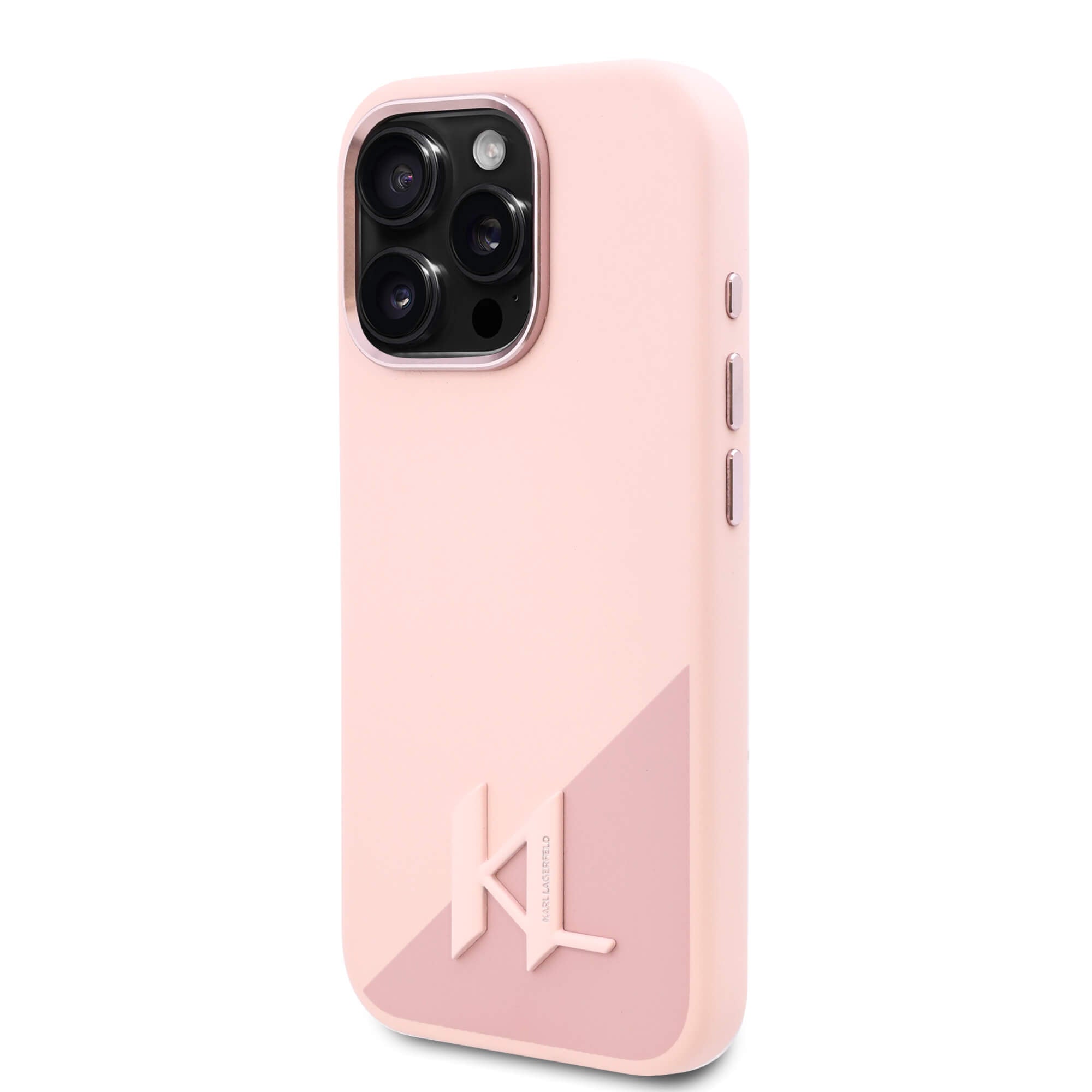 Karl Lagerfeld iPhone 16 - Silicone Shadow Metal Initial - MagSafe Θήκη Σιλικόνης - Pink - KLHMP16XSCMKMPCP