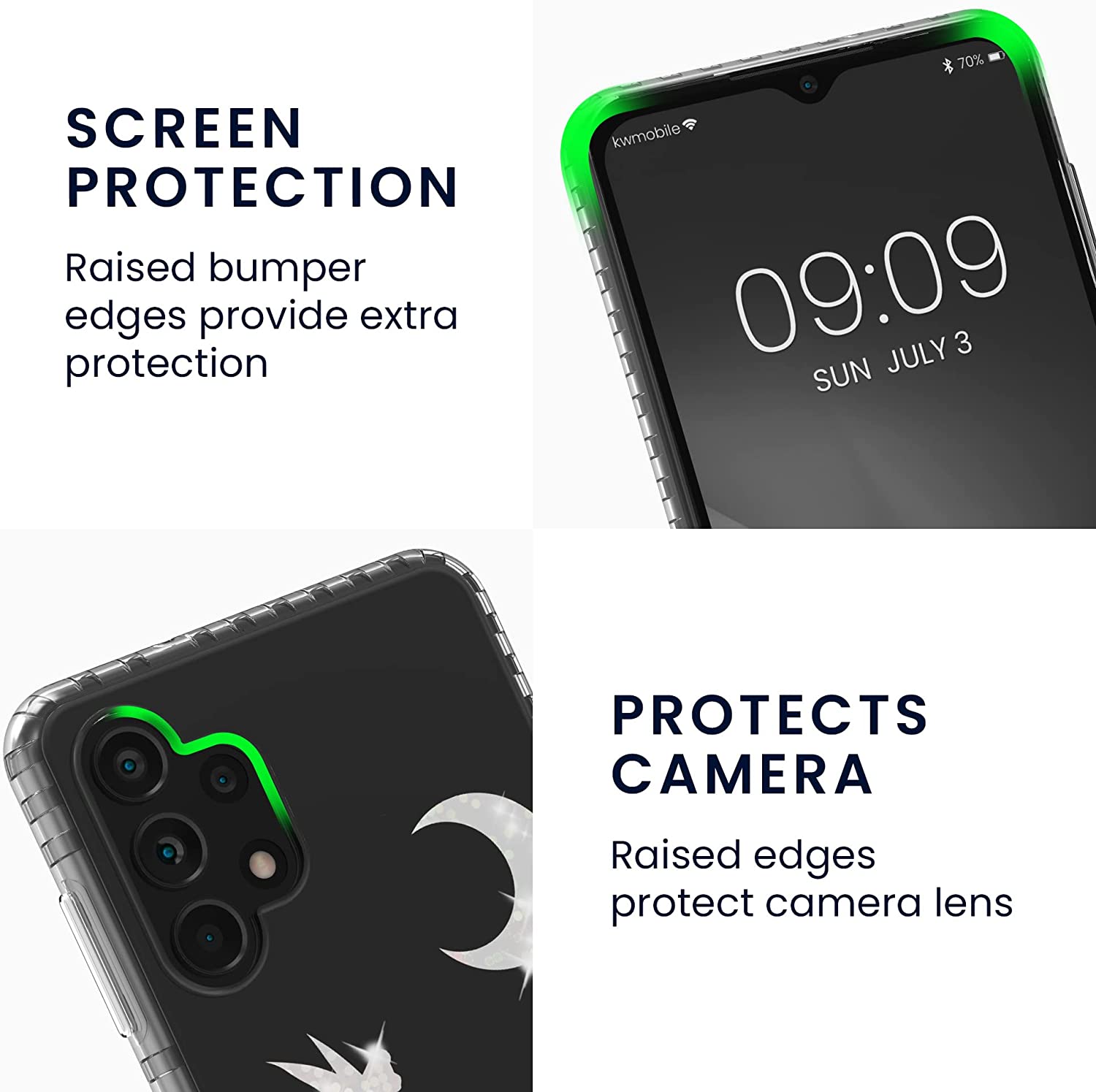 KW Samsung Galaxy A13 4G Σκληρή Θήκη με Πλαίσιο Σιλικόνης - Design Glittery Fairy - Διάφανη - Silver - 58366.01