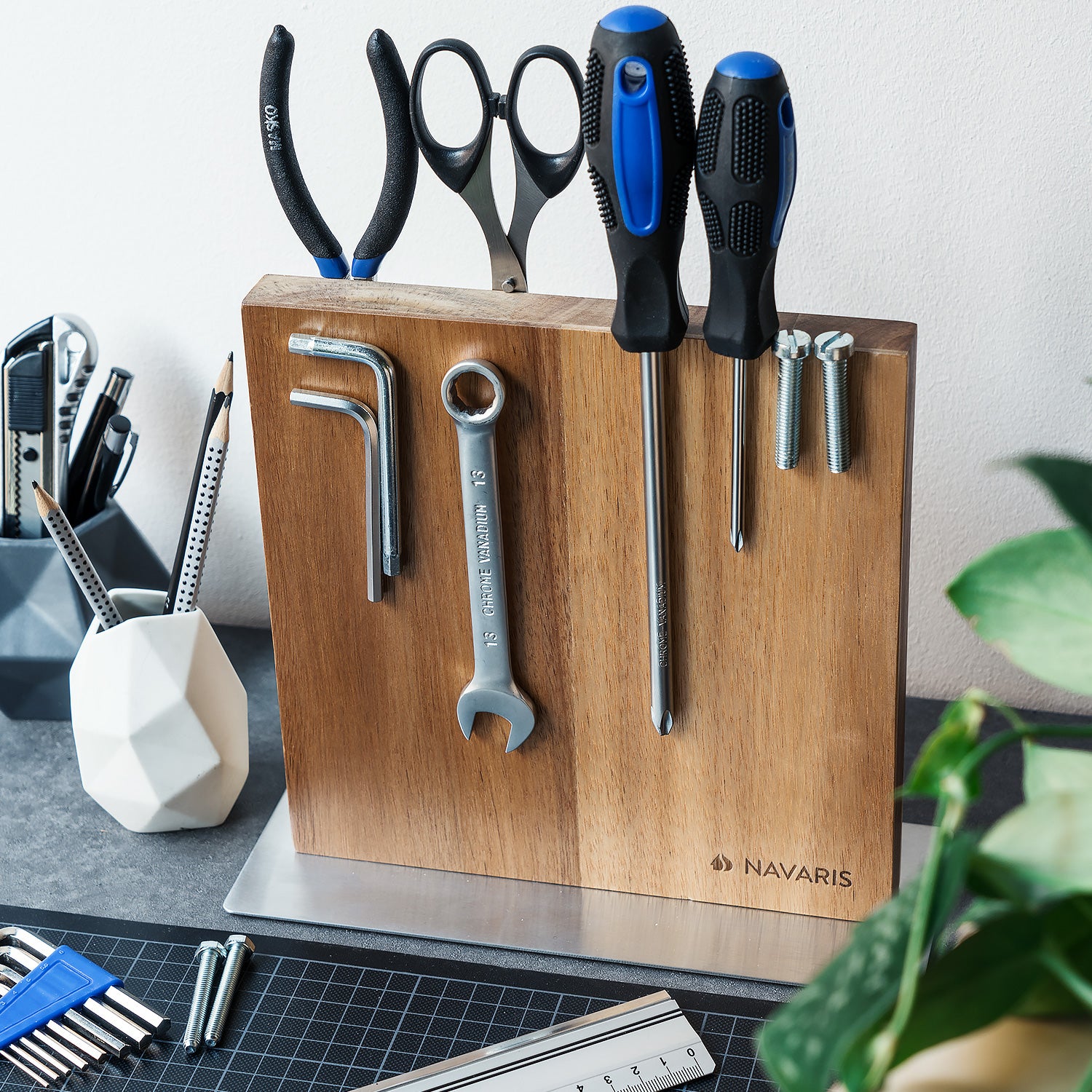 Navaris Double Sided Wooden Magnetic Knife Holder Μαγνητική Ξύλινη Βάση Μαχαιριών Διπλής Όψεως - Acacia - 50416.025.02