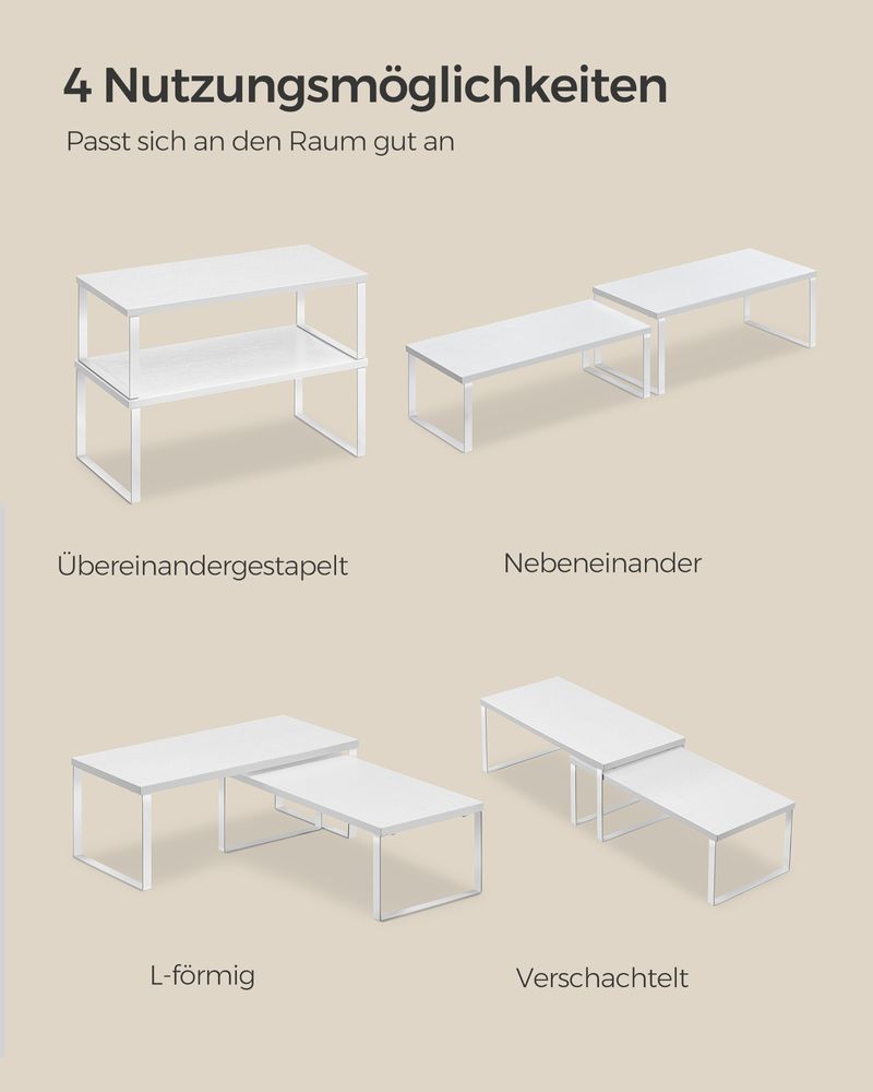 Songmics Σετ με 2 Ξύλινα Ράφια για τον Πάγκο - Cloud White / Snow White - KCS025W01