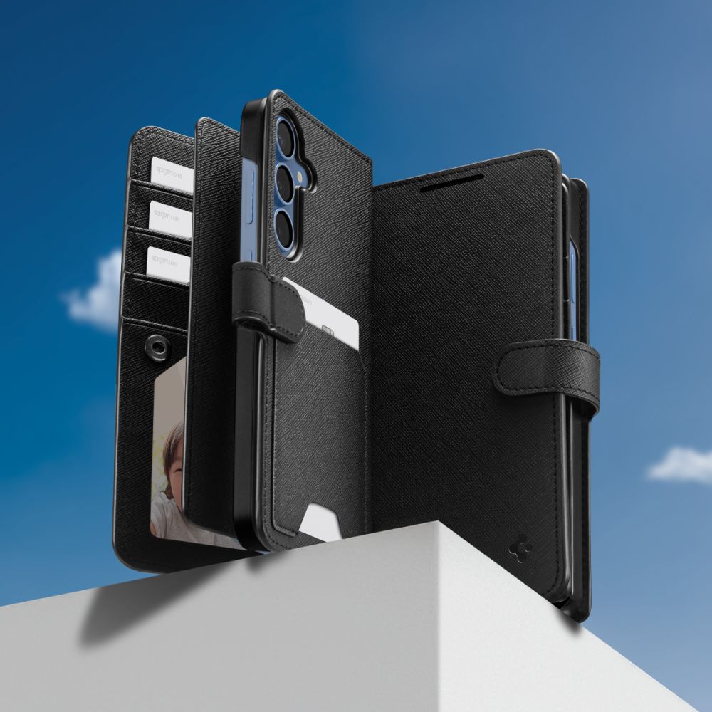 Spigen Samsung Galaxy S25 Plus Wallet S Θήκη Πορτοφόλι από Δερματίνη - Black