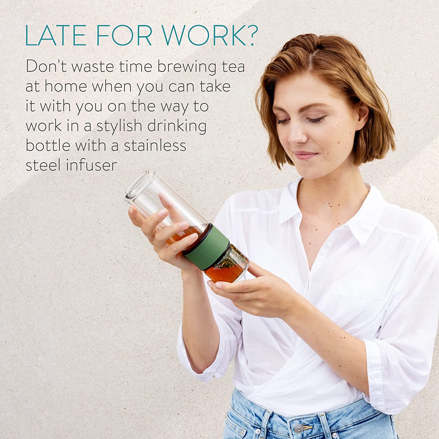 Navaris Glass Tea Bottle Γυάλινο Μπουκάλι Τσαγιού - 240ml - Green - 50094.02