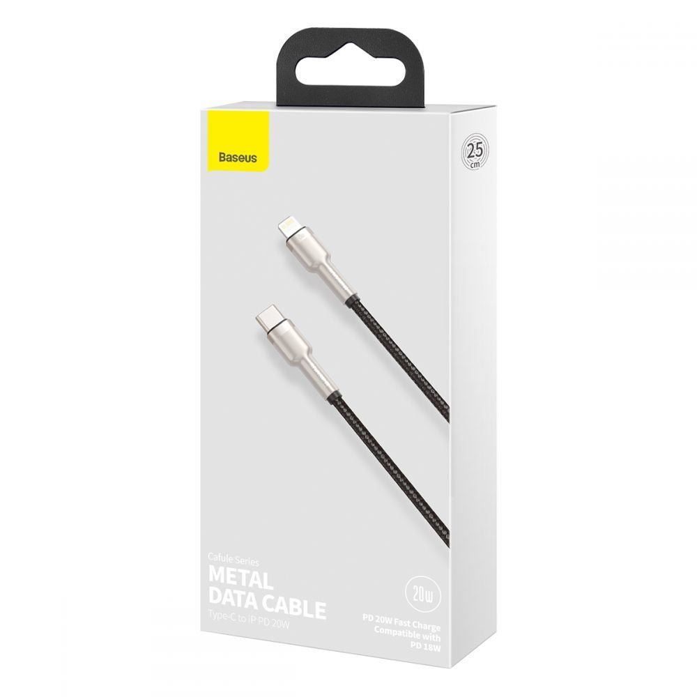 Baseus Cafule Series Metal Data PD 20W - Καλώδιο Δεδομένων και Φόρτισης Type - C to Lightning 0.25m - Black - CATLJK - 01