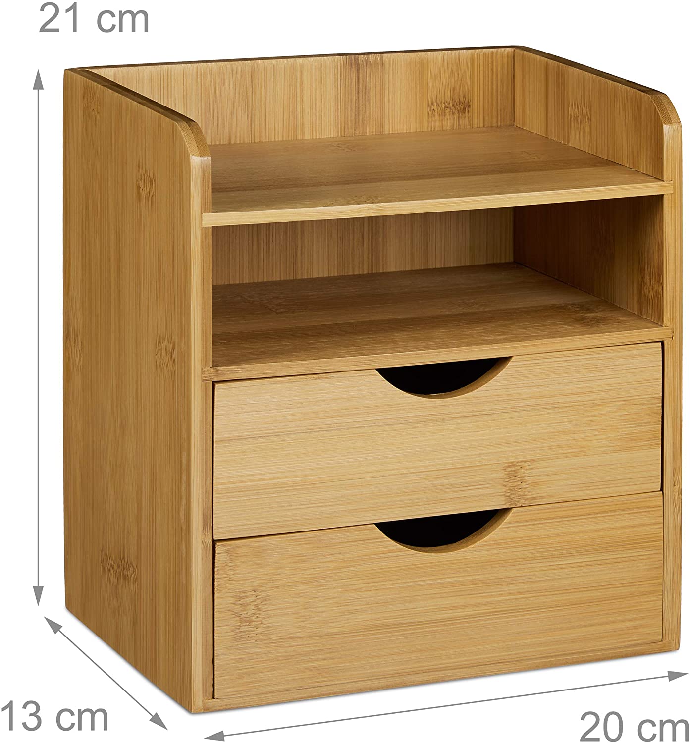 Relaxdays Ξύλινη Βάση Οργάνωσης Γραφείου με 2 Συρτάρια από Bamboo - Natural - 4052025203238