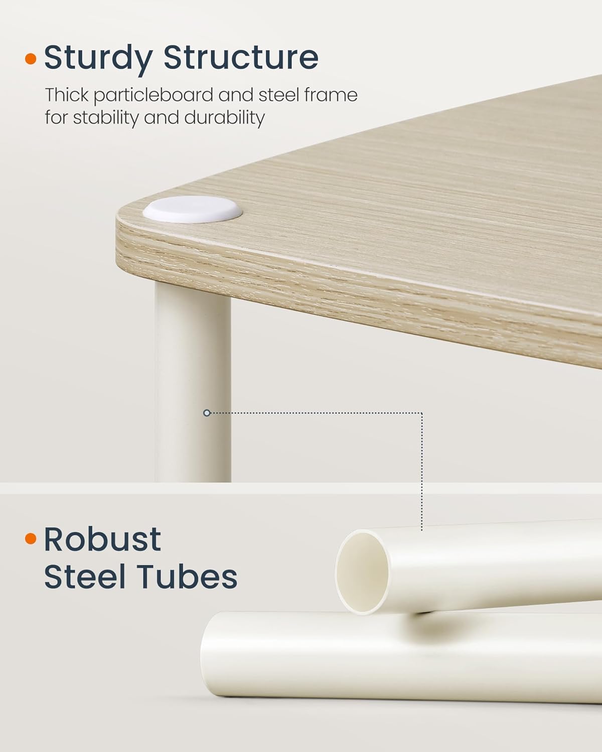 Songmics Βοηθητικό Τραπέζι με Υφασμάτινο Καλάθι - Natural Beige - LET286N01