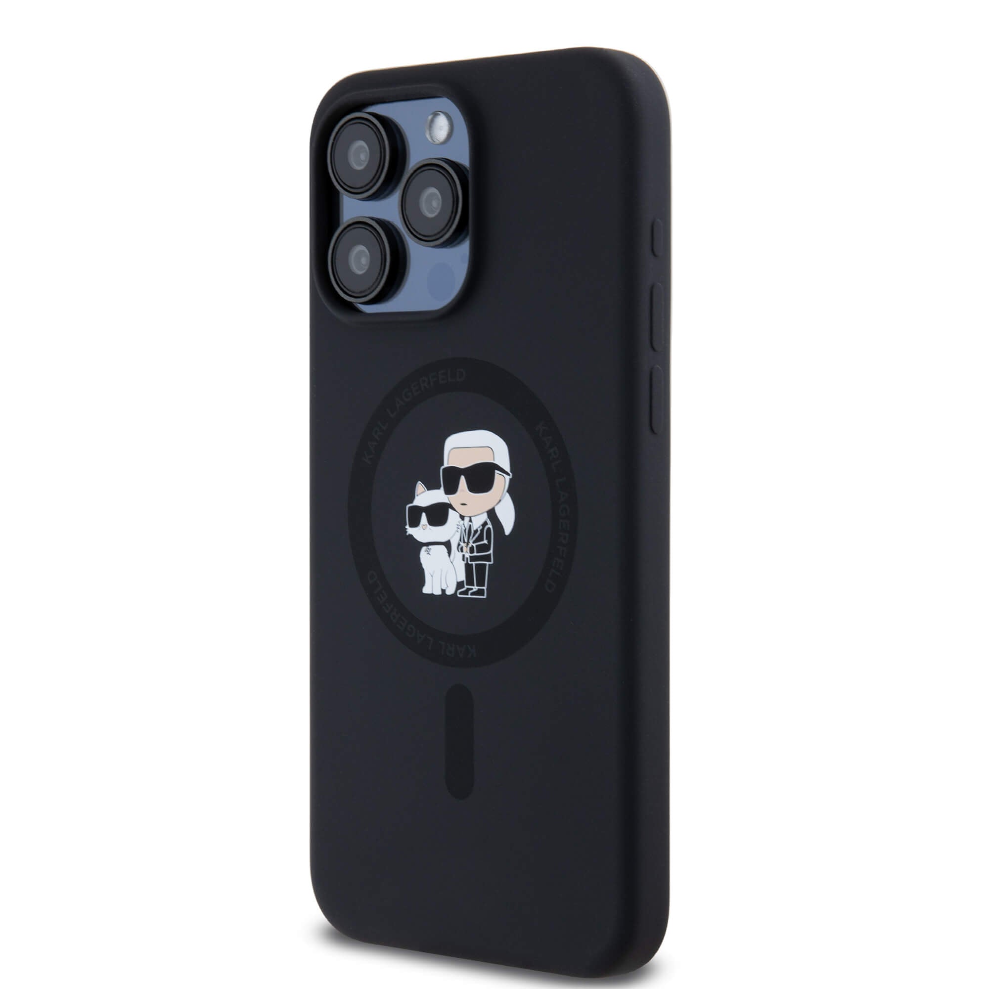Karl Lagerfeld iPhone 15 Pro Max - Silicone Karl and Choupette - Θήκη Σιλικόνης με MagSafe - Black - KLHMP15XSCMKCRHK