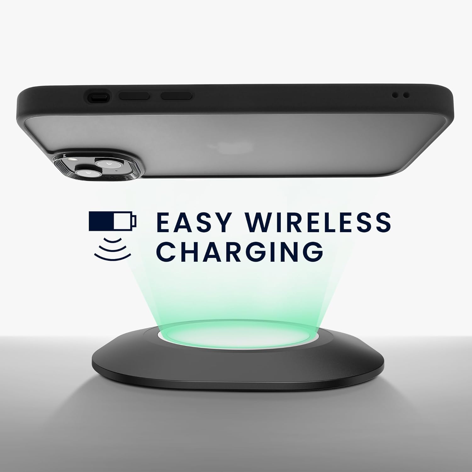 KW iPhone 15 Shockproof Σκληρή Θήκη με Πλαίσιο Σιλικόνης - Black / Matte Ημιδιάφανη - 61961.01