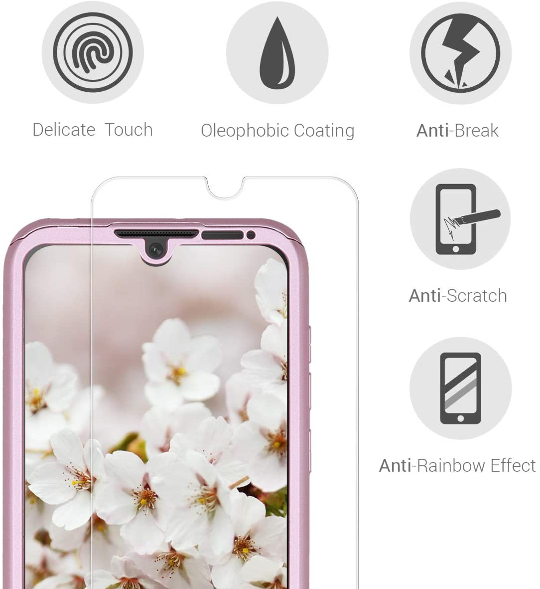 KW Huawei Y5 2019 360 Full Cover and Screen Protector - Metallic Rose Gold - 50580.31