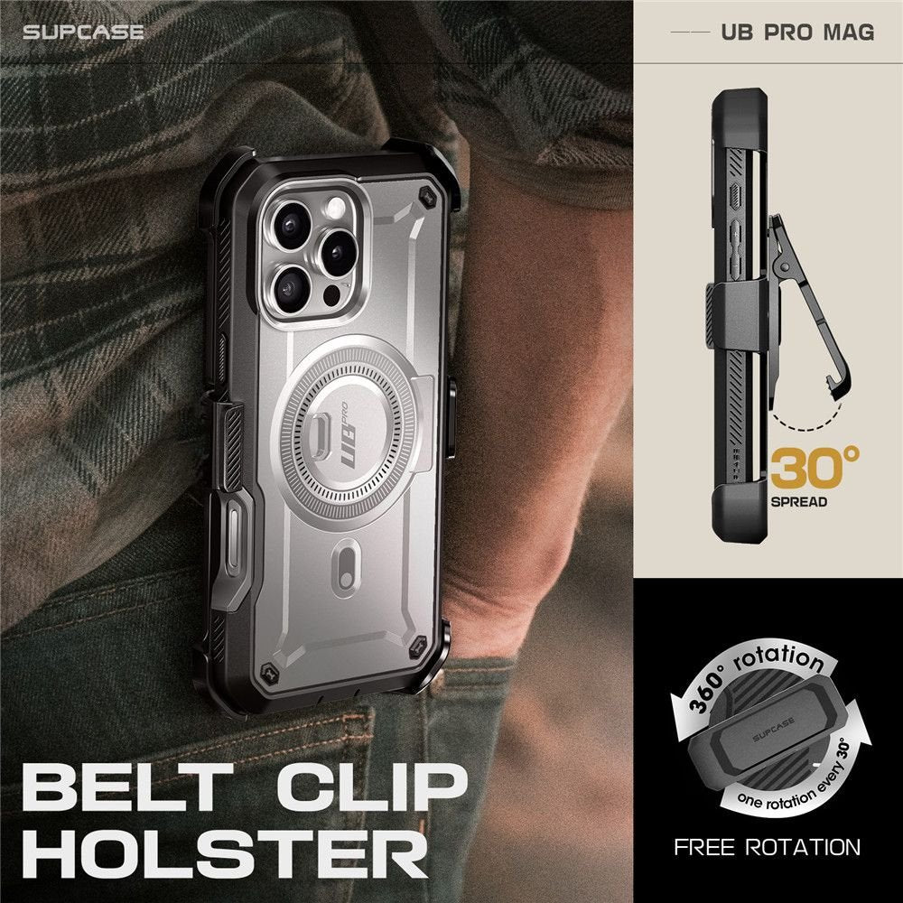 Supcase iPhone 16 Pro - UB Pro Mag Σκληρή Θήκη με Προστασία Οθόνης και Stand με MagSafe - Titan Grey