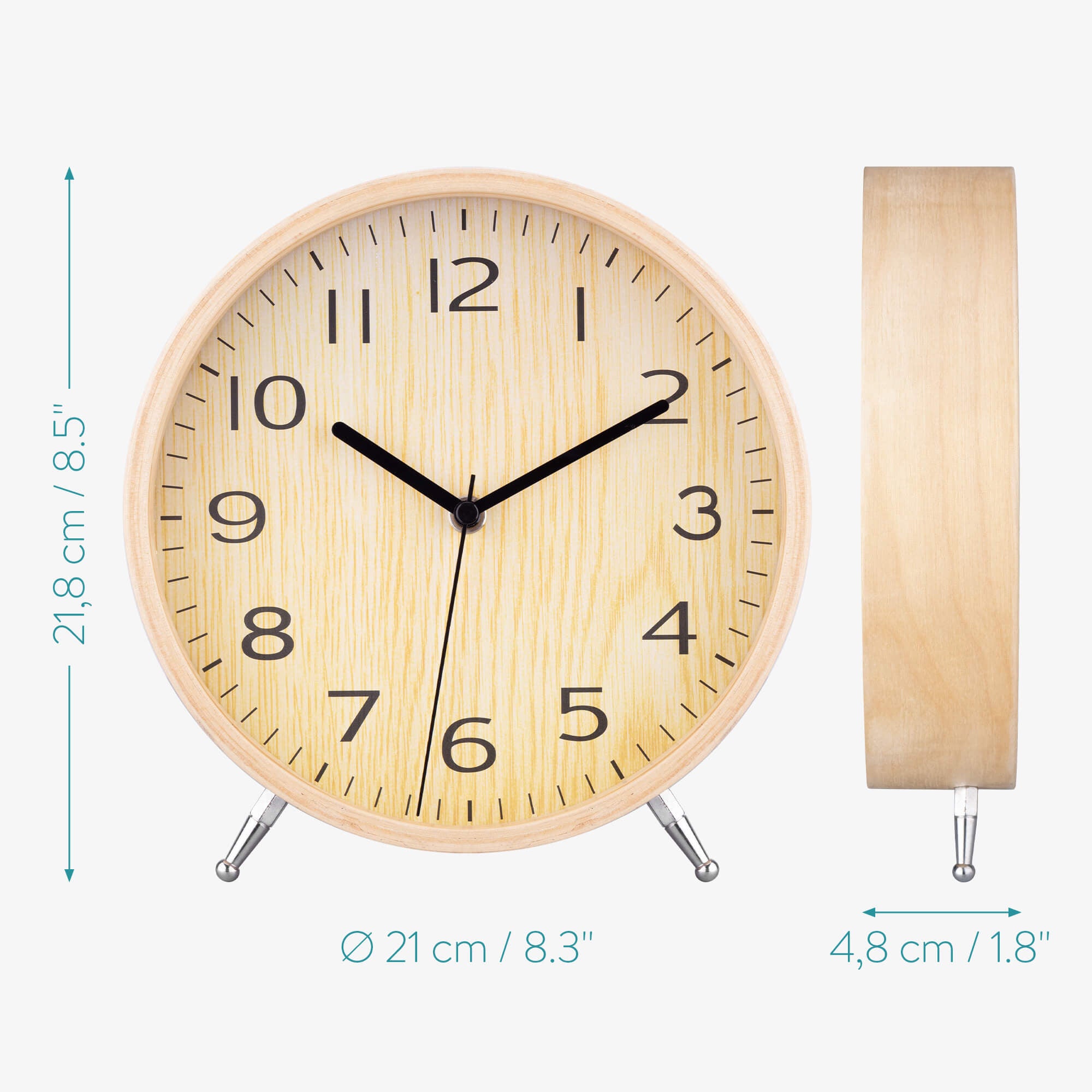 Navaris Επιτραπέζιο Ξύλινο Αναλογικό Ρολόι - Light Brown - 54997.24.01