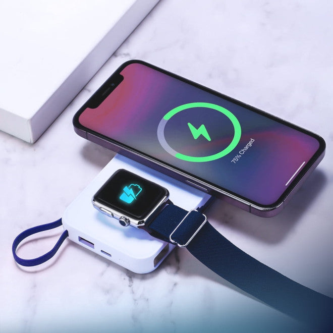 3MK PowerBank PastelUp 10000mAh 22.5W με 1 Θύρα USB / 1 Θύρα Type-C / 1 Ενσωματωμένο Καλώδιο Type-C και 1 Καλώδιο Type-C to Lightning - White