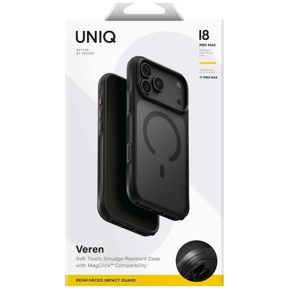 Uniq iPhone 18 Pro Max / iPhone 17 Pro Max - Σκληρή Θήκη με Πλαίσιο Σιλικόνης και MagSafe - Veren MagClick - Black