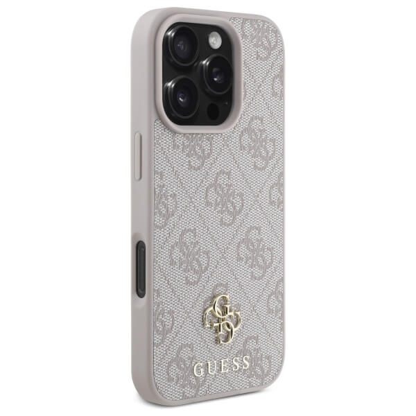 Guess iPhone 16 Pro Max - HC PU 4G Small 4G and Classic - MagSafe Σκληρή Θήκη με Επένδυση από Οικολογικό Δέρμα - Pink - GUHMP16XP4SM4MP