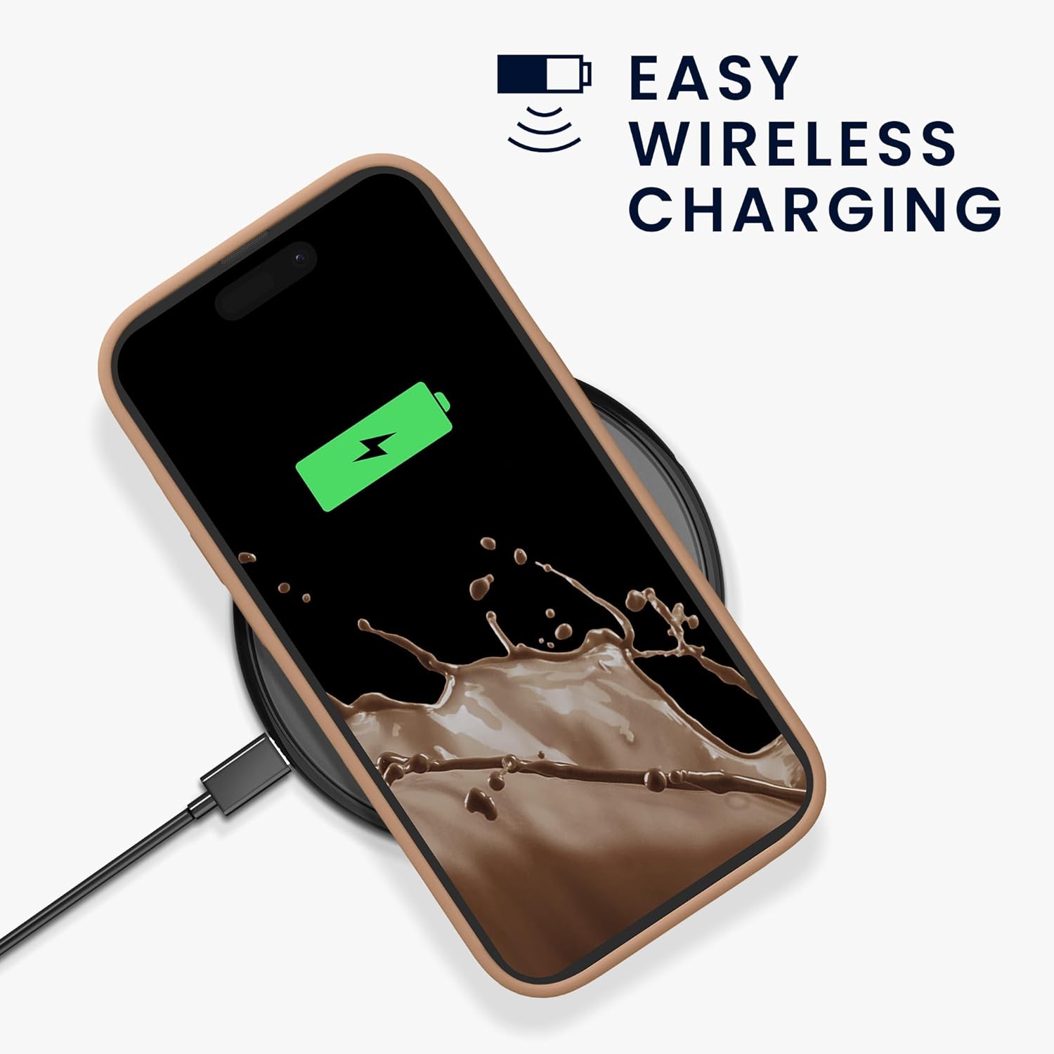 KW iPhone 15 Pro Max Θήκη Σιλικόνης Rubberized TPU - Cappuccino