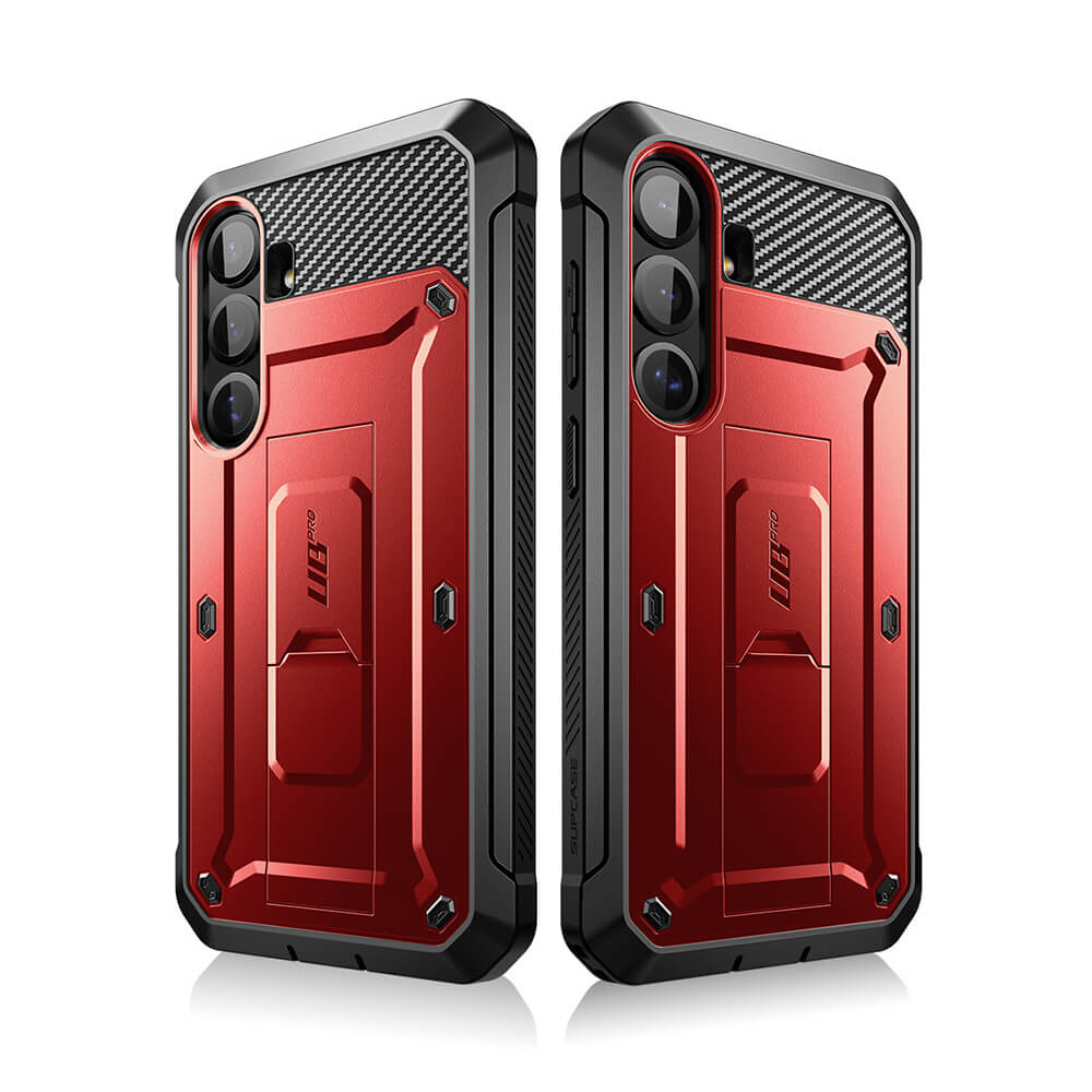 Supcase Samsung Galaxy S25 Unicorn Beetle Pro Σκληρή Θήκη με Προστασία Οθόνης και Stand - Metallic Red