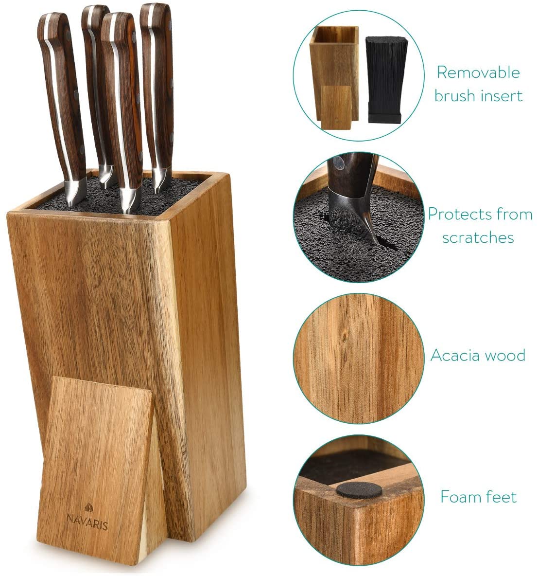Navaris Ξύλινη Βάση Μαχαιριών από Ακακία - Brown - 48460.01.2