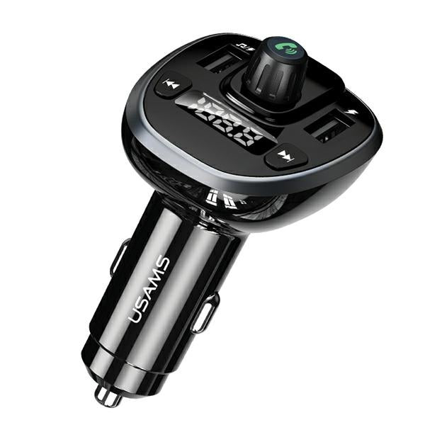 USAMS FM Transmitter για Αναπαραγωγή Μουσικής / Φόρτιση Κινητών στο Αυτοκίνητο με 2 Θύρες USB - C21 15W - Black