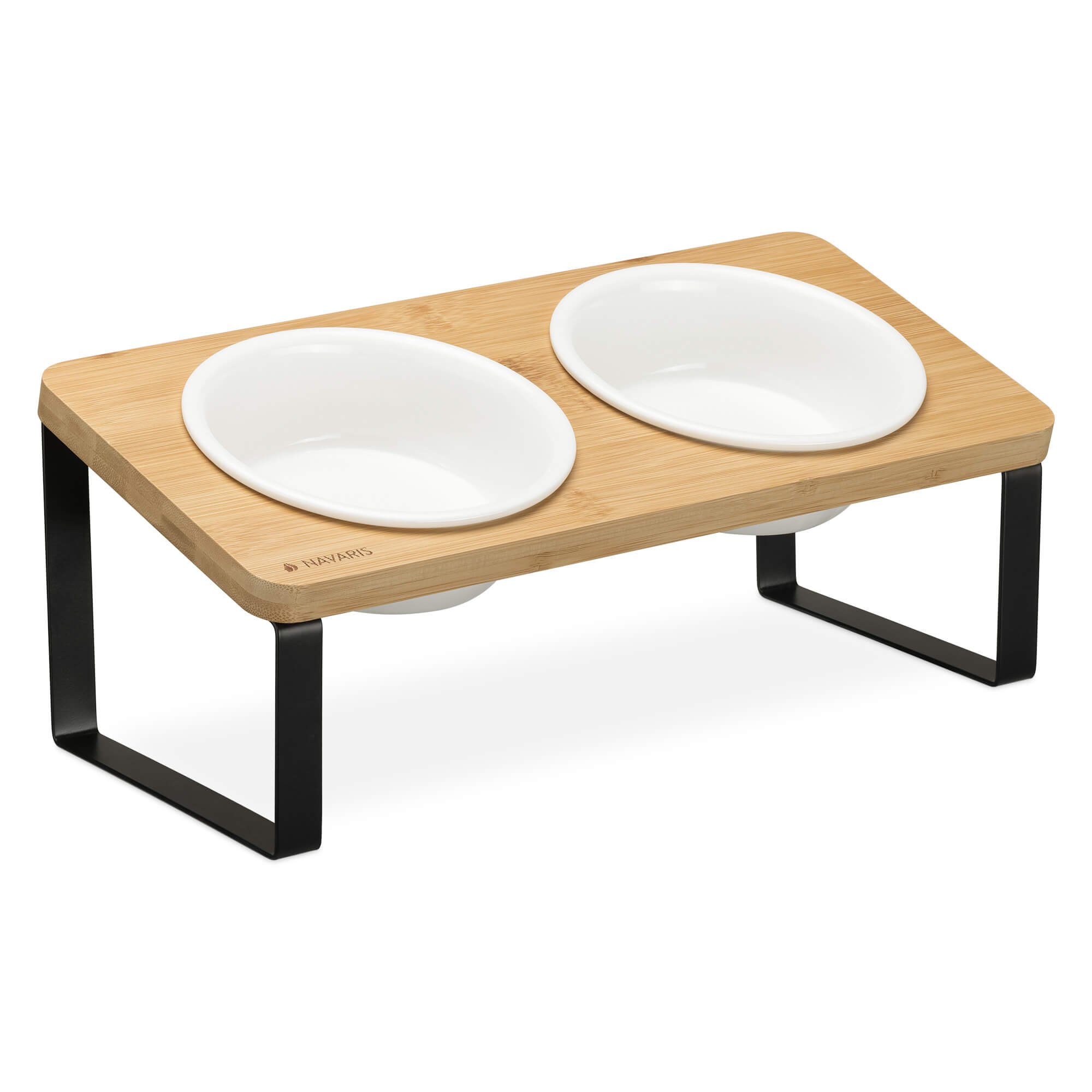 Navaris Ανυψωμένα Μπολ Φαγητού με Βάση για Κατοικίδια - 350 ml - Light Brown / Black - 55228.2