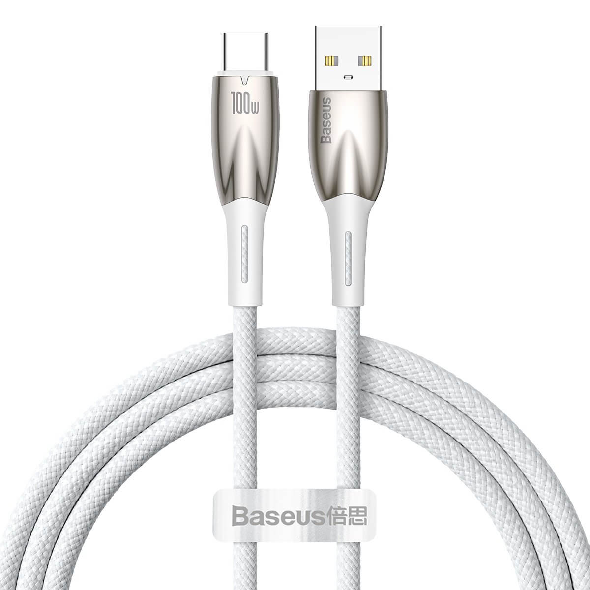 Baseus Glimmer Series PD 100W - Καλώδιο Δεδομένων και Φόρτισης Type C to USB 1M - White - CADH000402