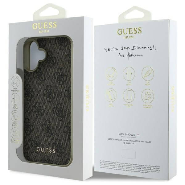 Guess iPhone 16 - 4G Charms Collection - Θήκη με Επένδυση Συνθετικού Δέρματος - Brown - GUHCP16SGF4GBR