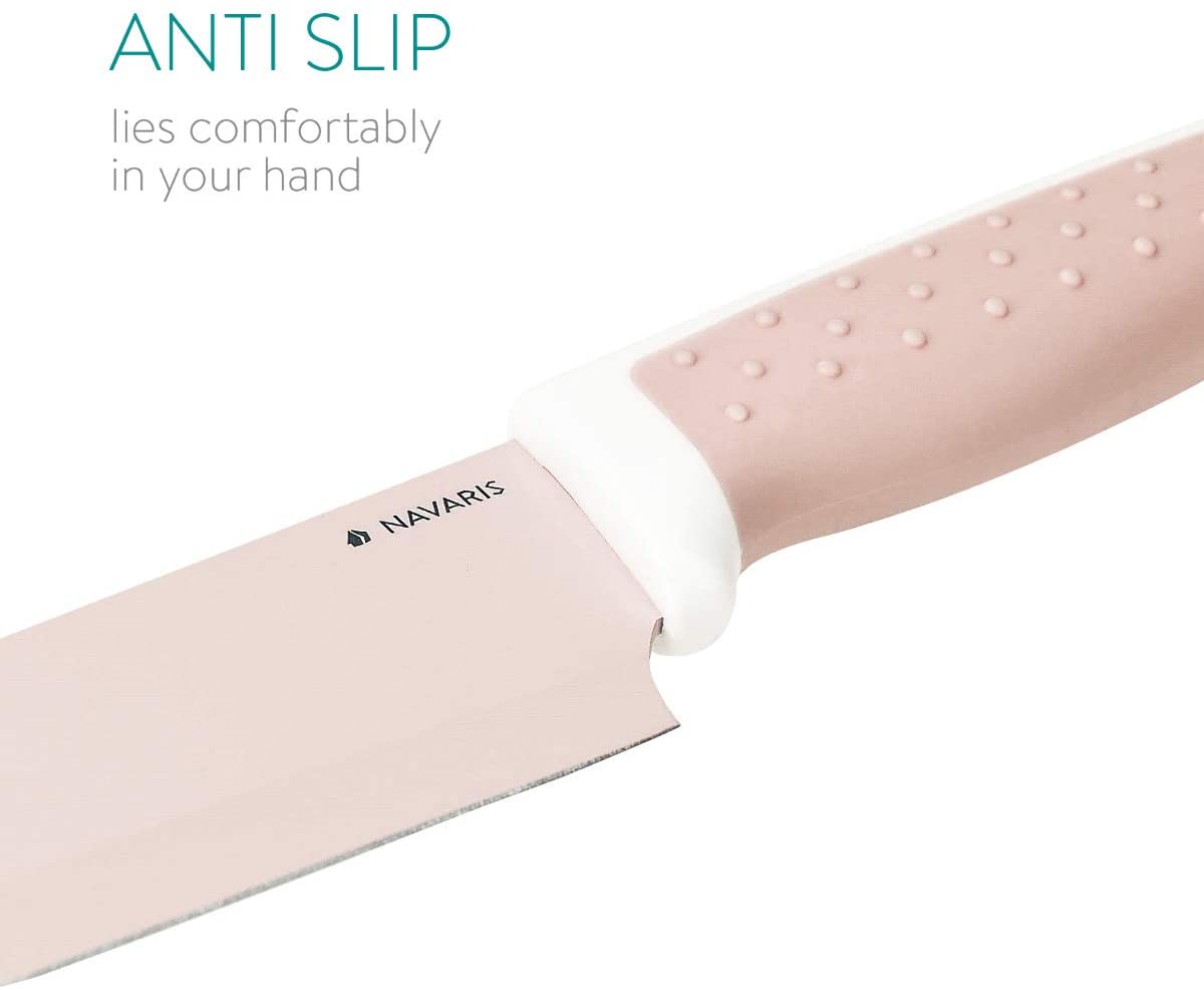 Navaris Σετ με 5 Τεμάχια μαχαιριών και 1 Αποφλοιωτή - Pink / Grey - 48366.06.01