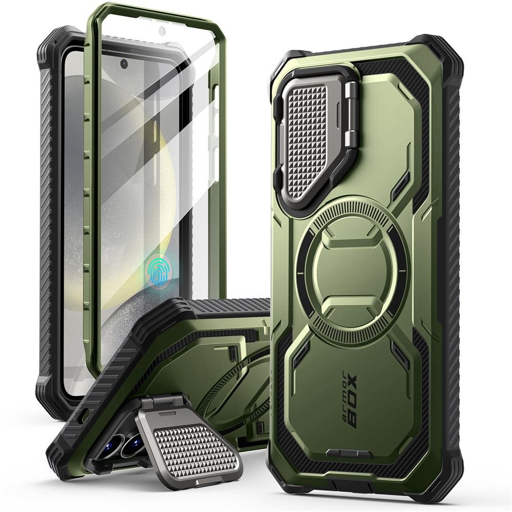 Supcase Samsung Galaxy S25 Armorbox Magsafe Σκληρή Θήκη με Προστασία Οθόνης και Κάλυμμα Κάμερας / Stand - Green