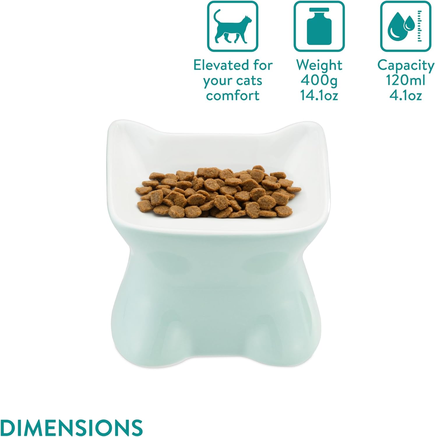 Navaris Σετ με 2 Υπερυψωμένα Κεραμικά Μπολ Φαγητού και Νερού για Κατοικίδια - 120 ml - Green / Pink - 61289.06