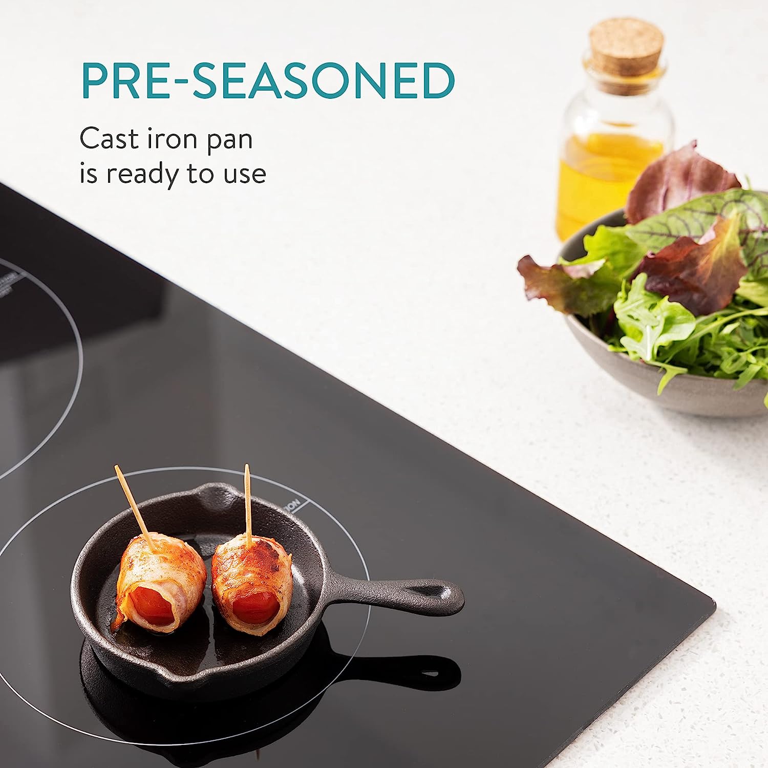 Navaris Μίνι Τηγάνι από Χυτοσίδηρο με Ξύλινη Βάση - 10.2 cm - Black - 60343.01