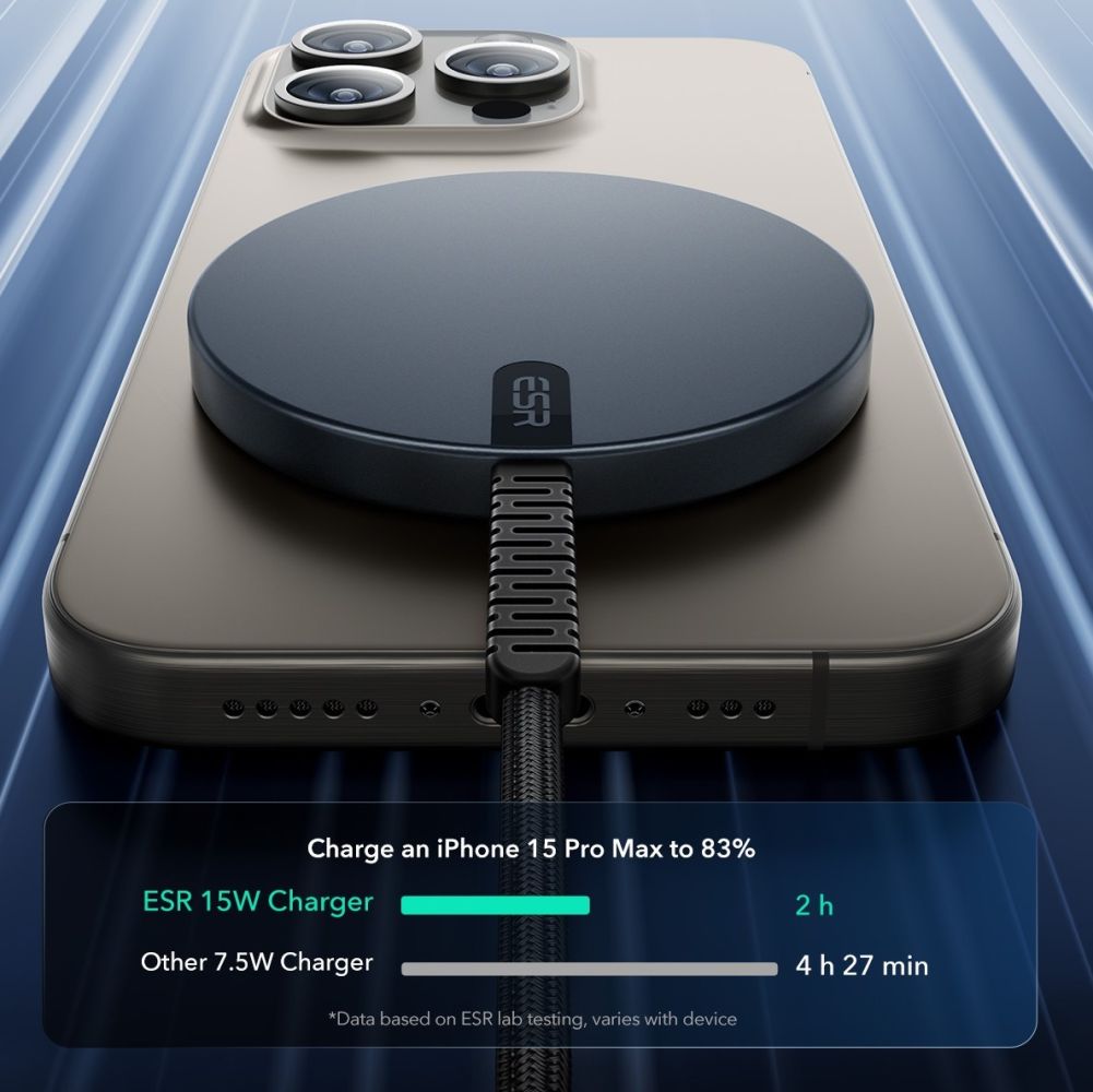 ESR HaloLock QI2 Mini Ασύρματος Φορτιστής MagSafe με Καλώδιο Type-C 15W - Black