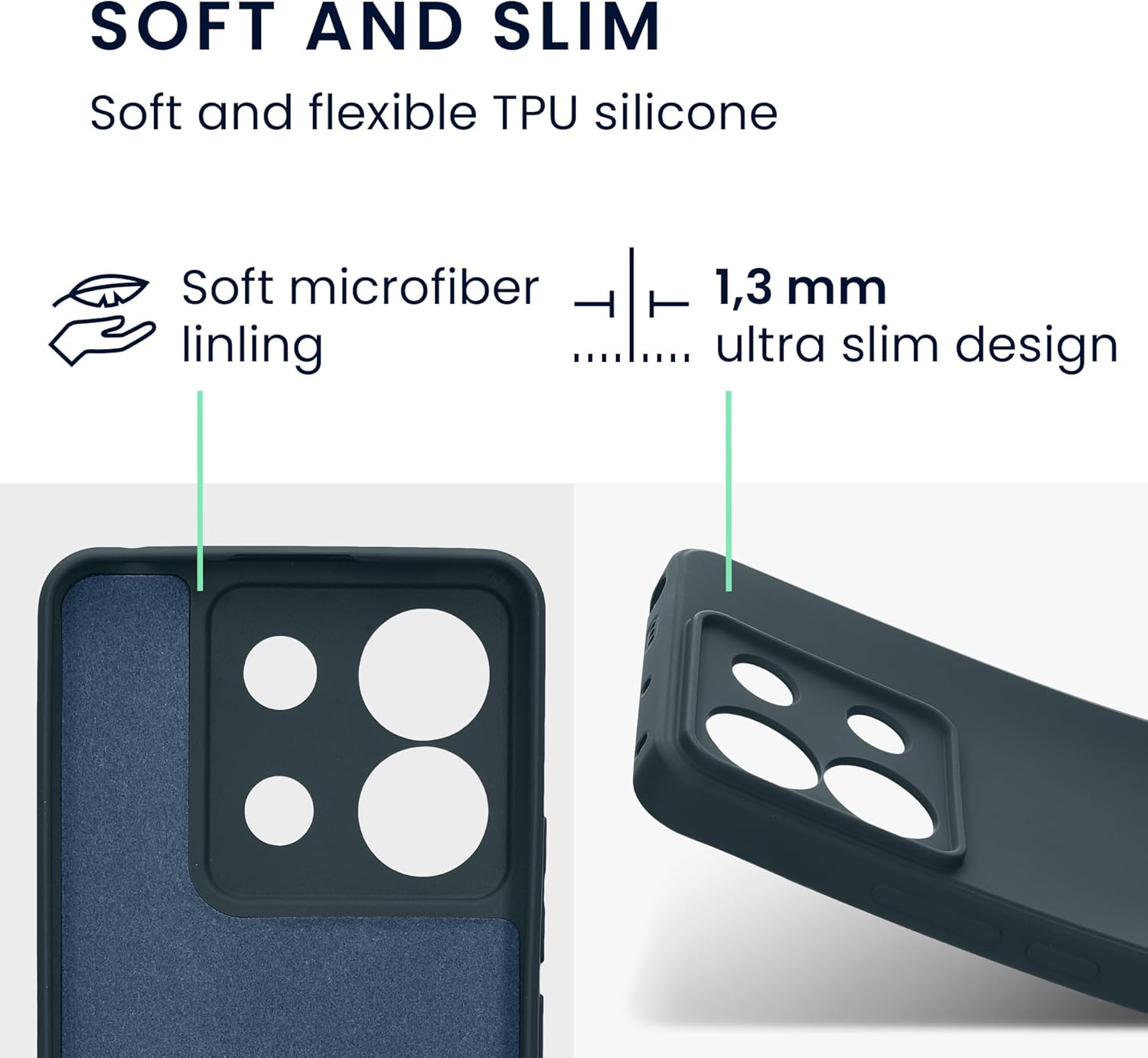 KW Xiaomi Redmi Note 13 Pro 5G / Poco X6 5G Λεπτή Θήκη Σιλικόνης Rubberized TPU - Dark Slate