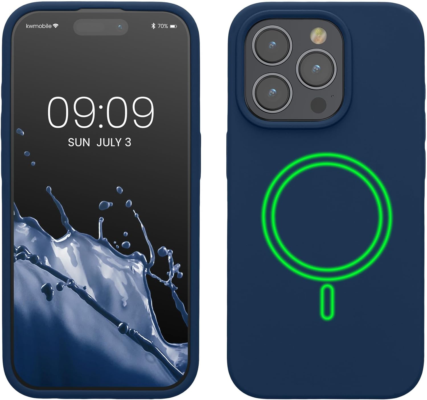 KW iPhone 15 Pro Θήκη Σιλικόνης Rubber TPU με MagSafe - Navy Blue