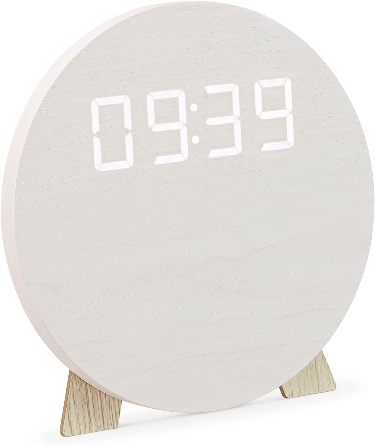 Navaris Ψηφιακό Ξύλινο Ρολόι LED - White - 58958.01