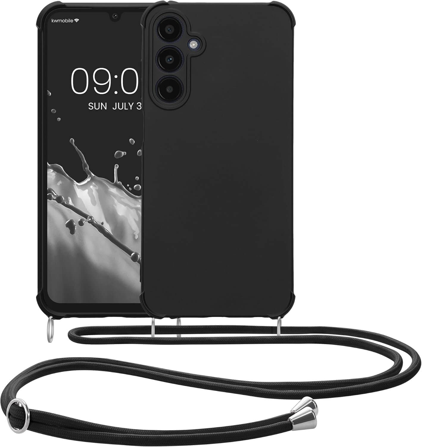 KW Samsung Galaxy A25 5G Θήκη Σιλικόνης TPU με Λουράκι - Black