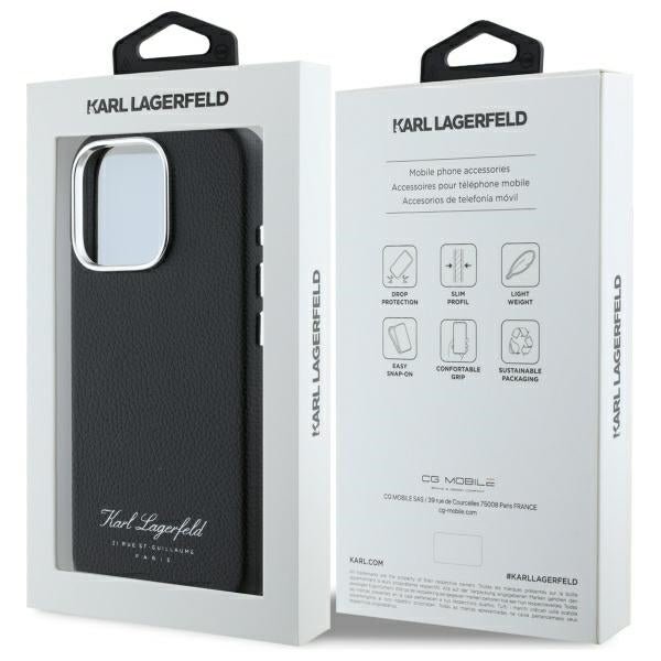 Karl Lagerfeld iPhone 16 Pro - FW Hotel RSG Σκληρή Θήκη με Επένδυση Συνθετικού Δέρματος - Black - KLHCP16LPGWCMKHK