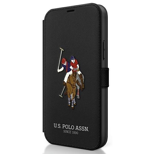 US Polo iPhone 12 Pro Max - Embroidery Collection Θήκη Βιβλίο Stand - Black - USFLBKP12LPUGFLBK