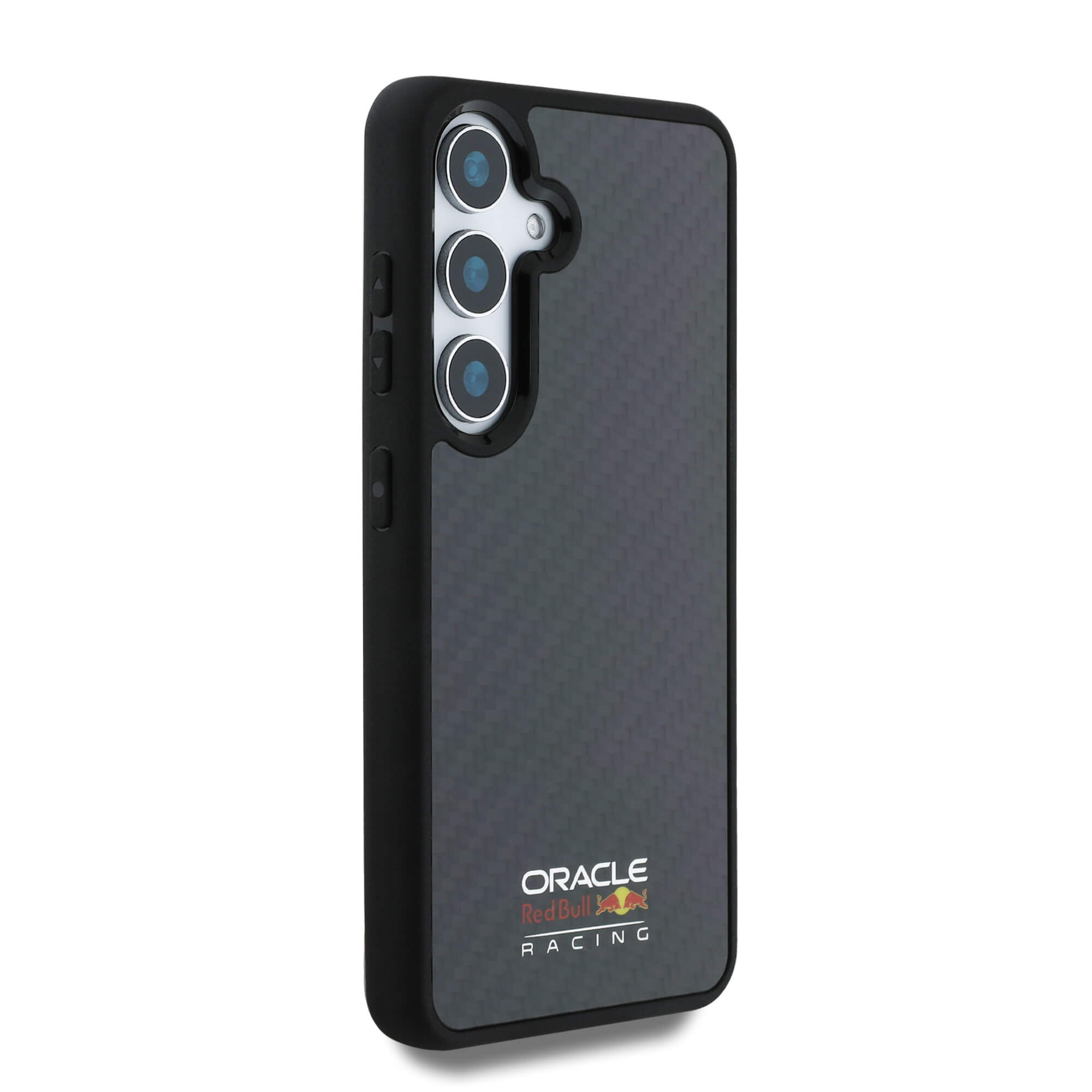 Red Bull Samsung Galaxy S25 - Real Carbon Fiber Shiny Logo - MagSafe Σκληρή Θήκη με Πλαίσιο Σιλικόνης - Black - RBHMS25S24CFILSK