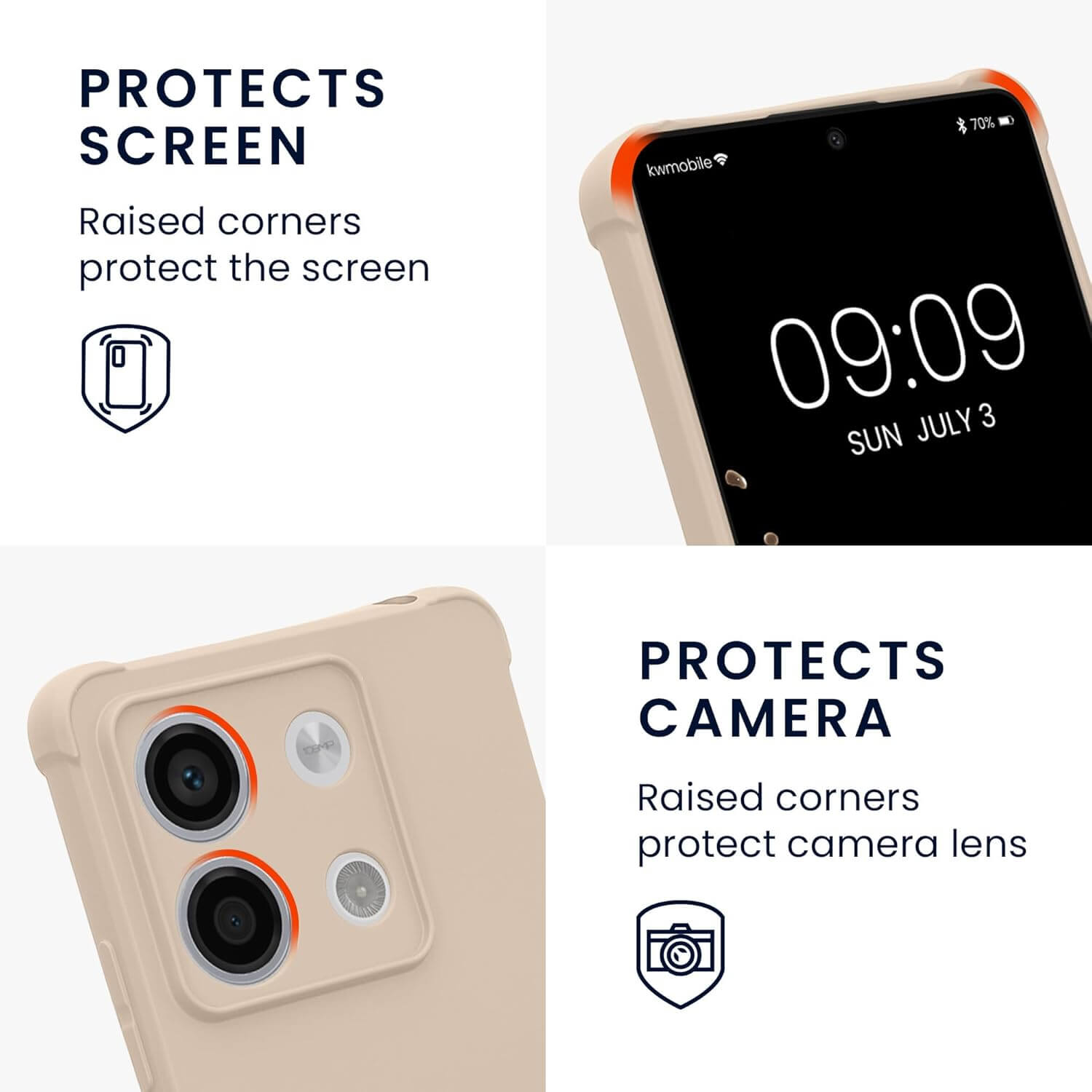 KW Xiaomi Redmi Note 13 5G Θήκη Σιλικόνης TPU με Λουράκι - Cream