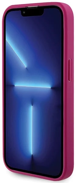 Guess iPhone 15 Pro Max 4G Strass Metal Logo Θήκη με Επένδυση Συνθετικού Δέρματος - Pink - GUHCP15XPS4DGPP